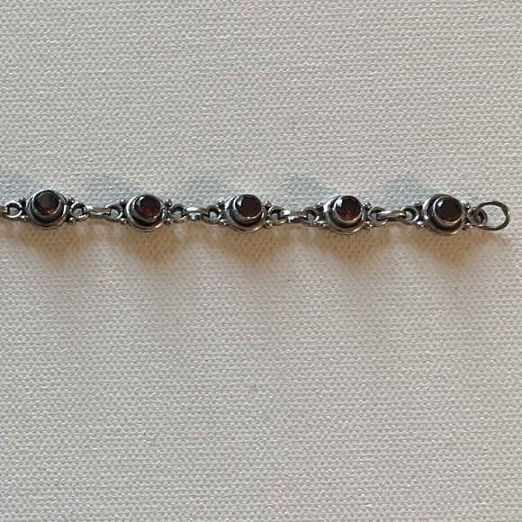 Sterling Silver and Garnet Bracelet. - Picture 1 of 4
